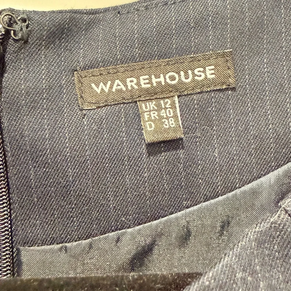Warehouse Dark Blue Cap Sleeve Mini Dress - Picture 2 of 4